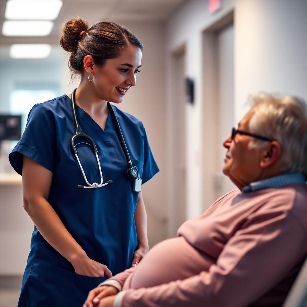 Nurse speaking with an elderly patient